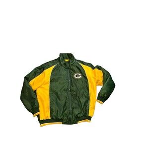 NFL Green Bay Packers Jacket Mens XL Green Embroidered Bomber